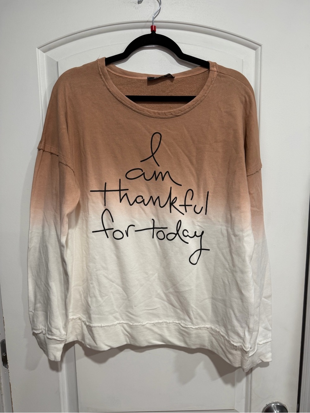 349 NWT Blue B Ombre 'I Am Thankful for Today' Long-Sleeve Top Size Large - Picture 2 of 6